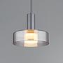 1-Flame Grant LED Pendant Light Smoked Glass Aluminum 1