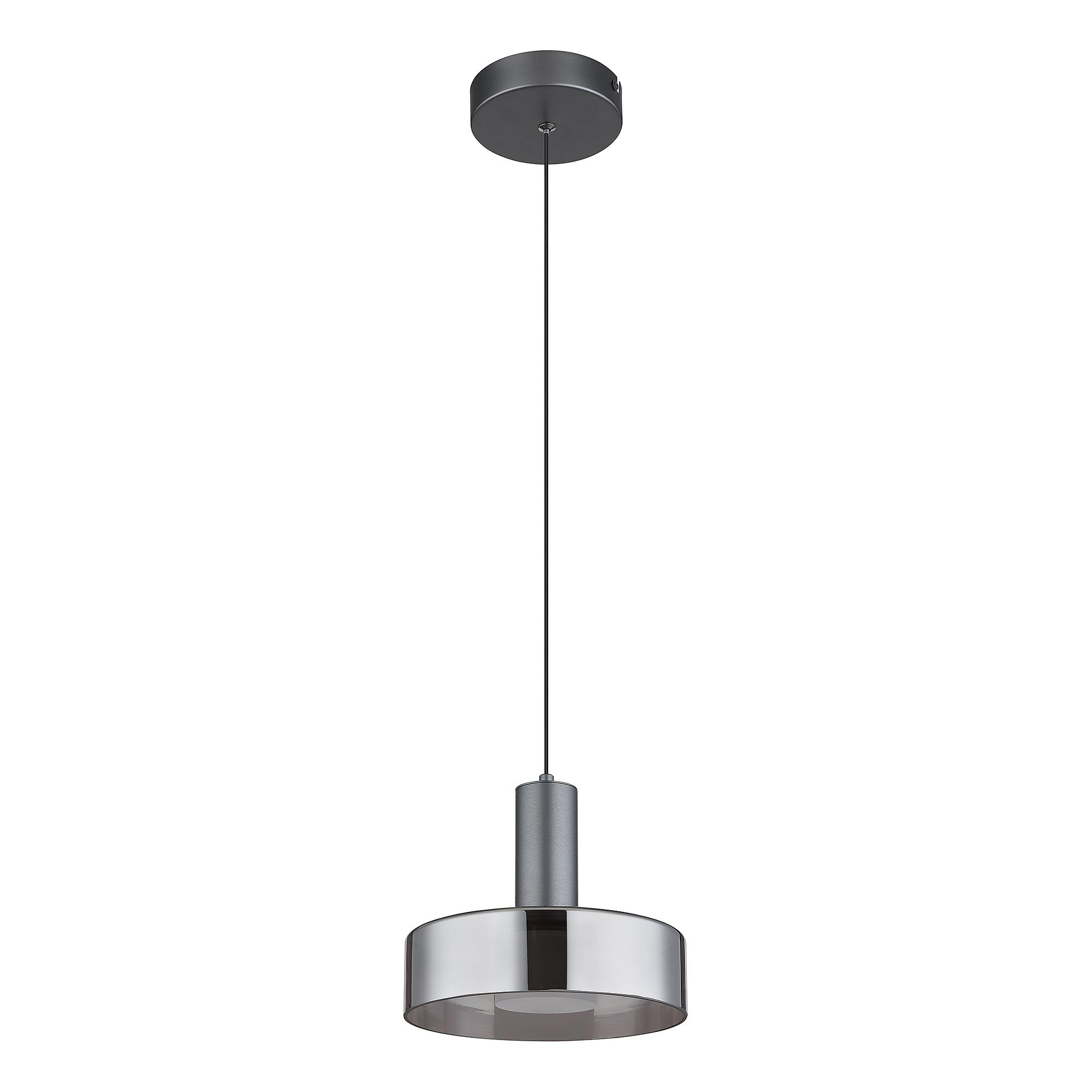 1-Flame Grant LED Pendant Light Smoked Glass Aluminum 4