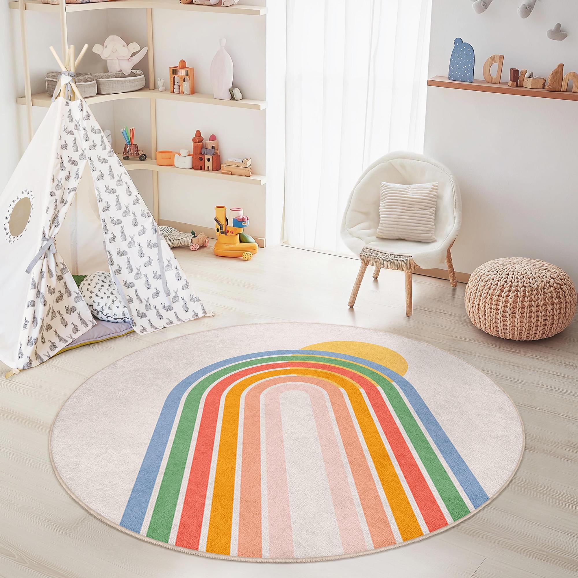 Rainbow Children's Rug Multicoloured Ø120cm 0
