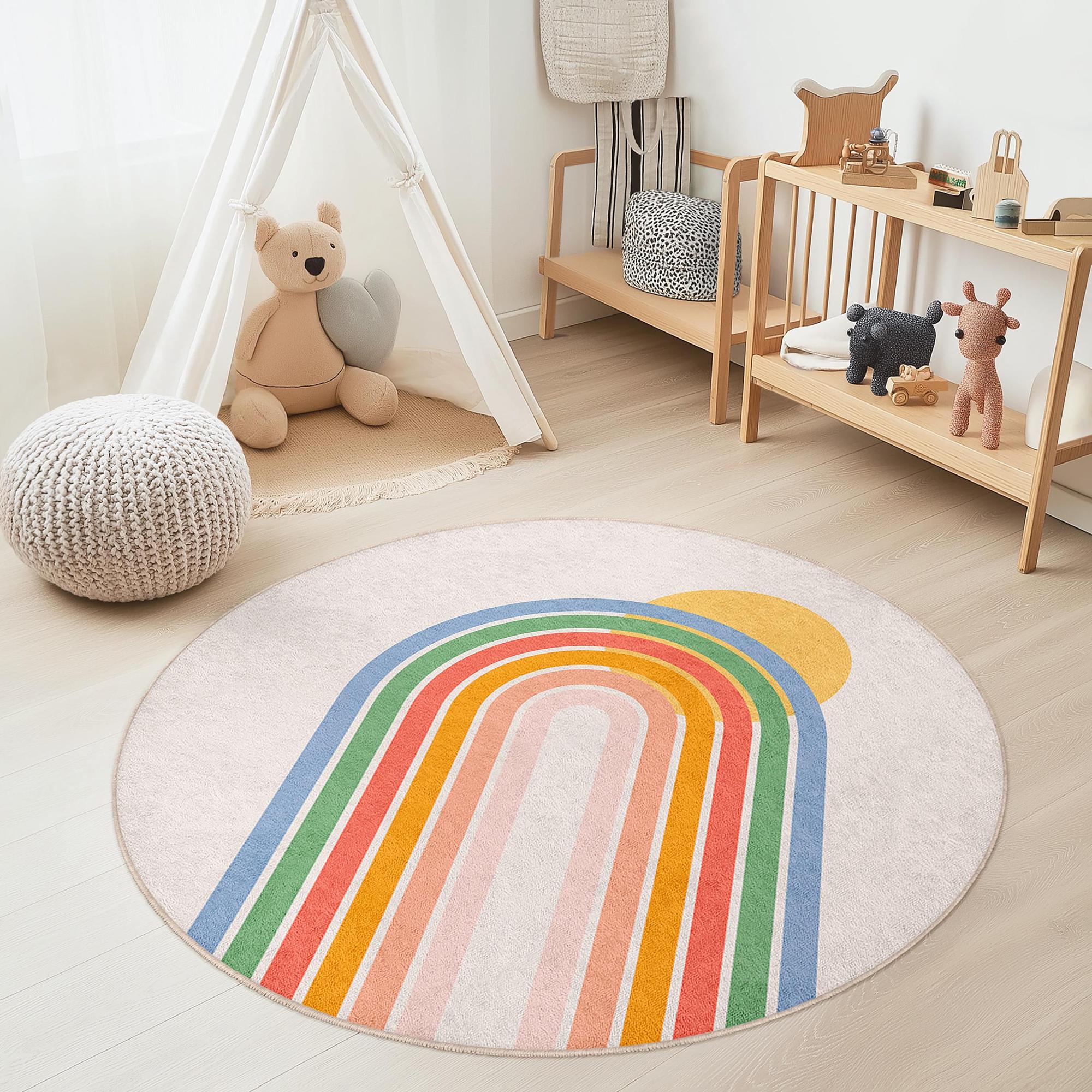 Rainbow Children's Rug Multicoloured Ø120cm 3