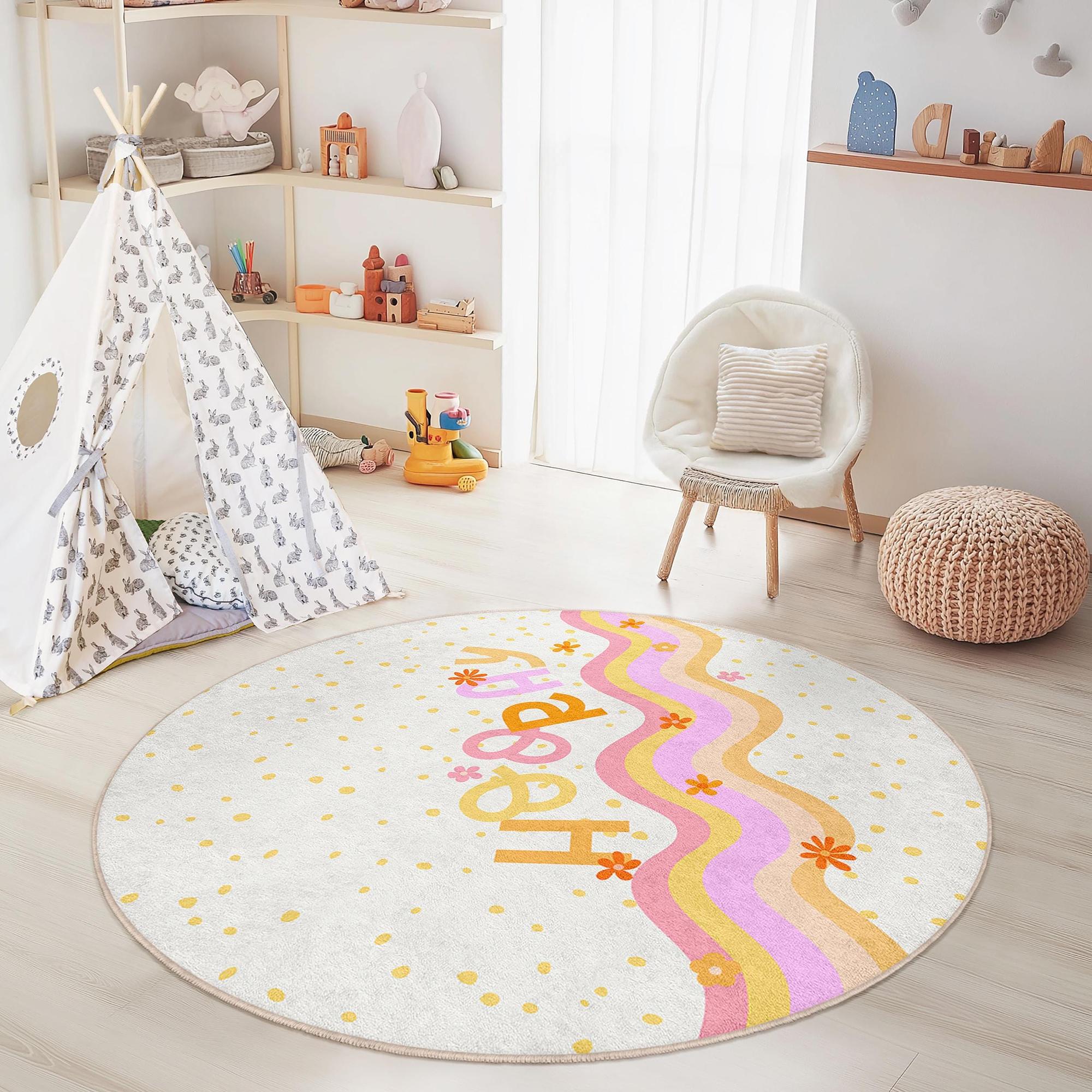 Wellen Kinderteppich Mehrfarbig Ø150cm 3