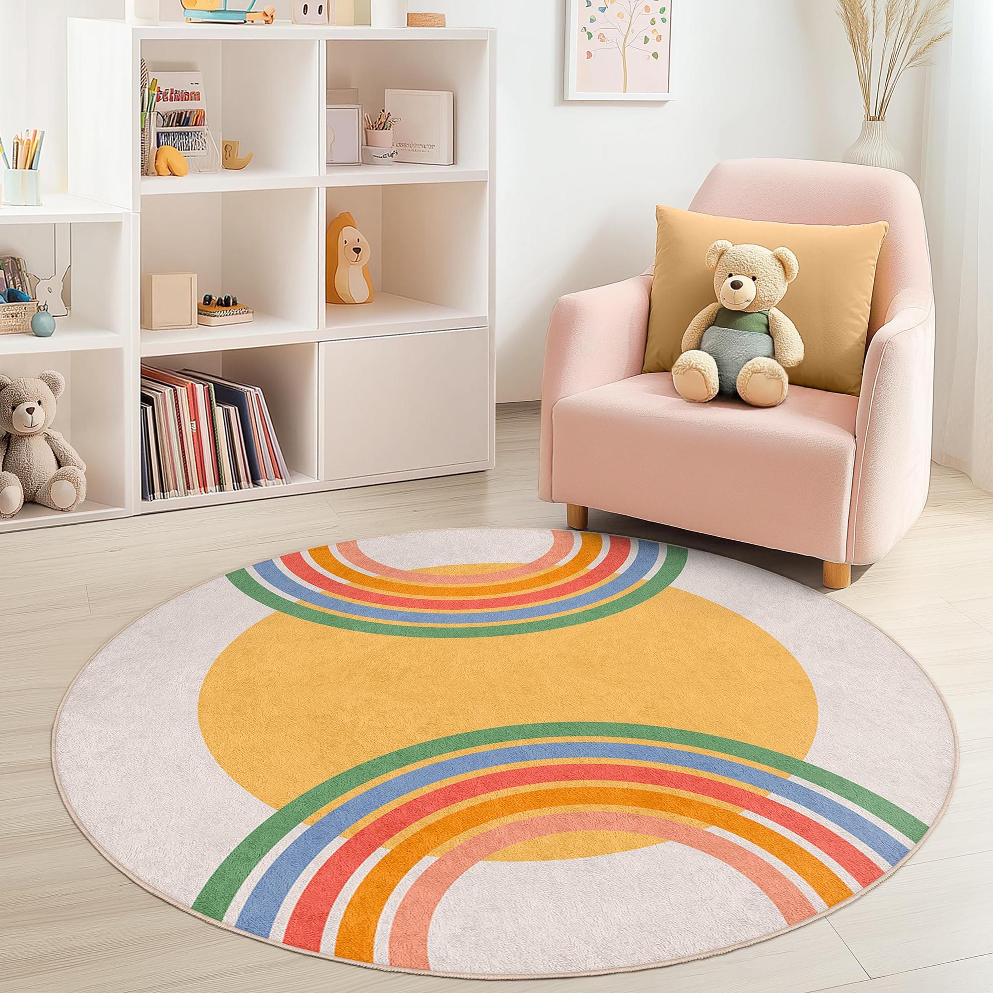 Rainbow Circle Kids Rug Multicolor Ø180cm 0
