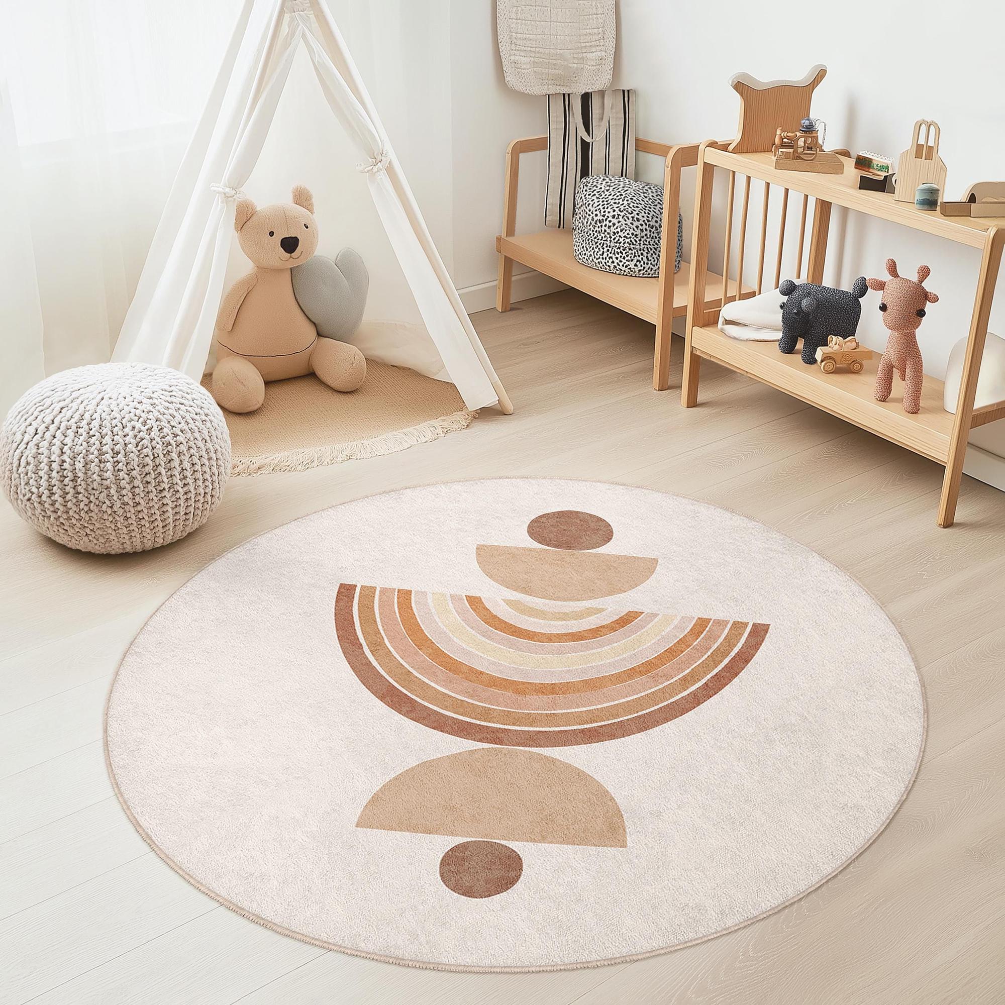 Geometric pattern children's rug multicoloured Ø120cm 3