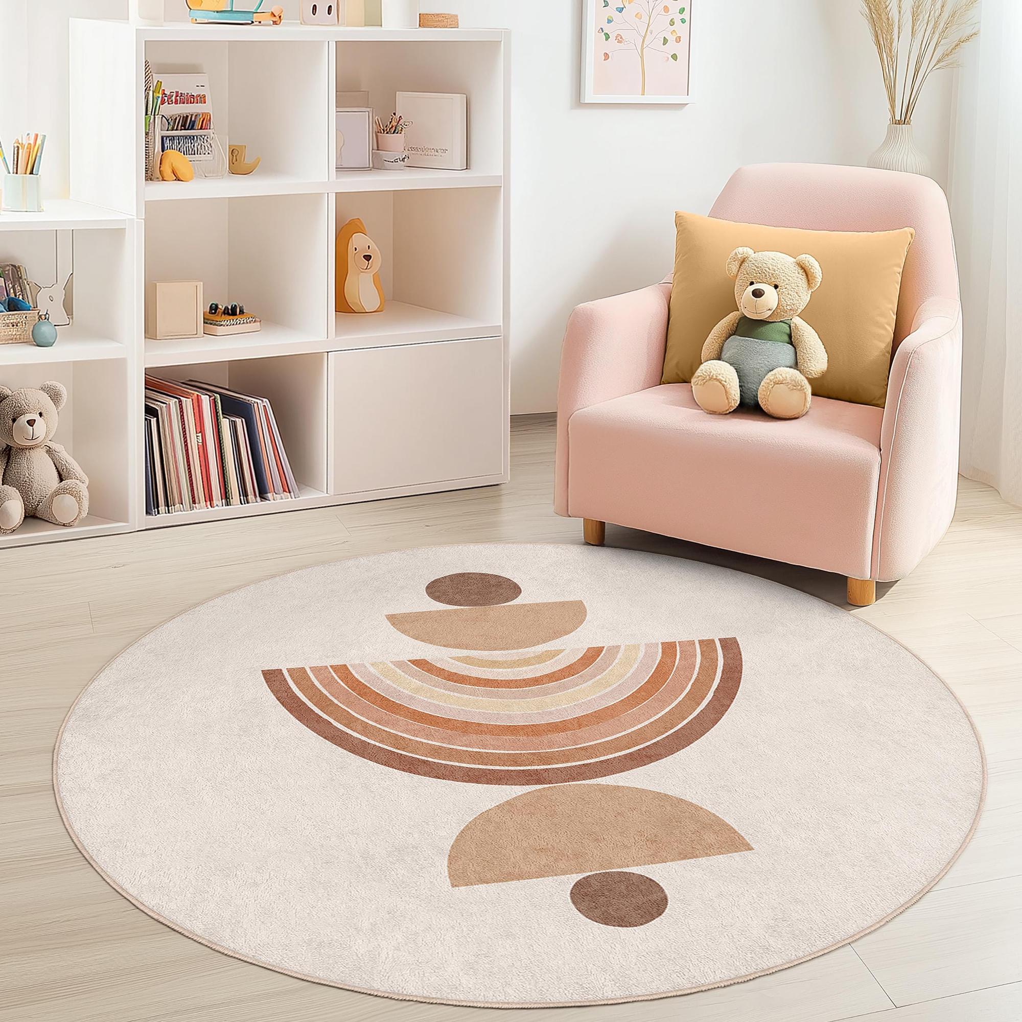Geometric pattern children's rug multicoloured Ø120cm 0