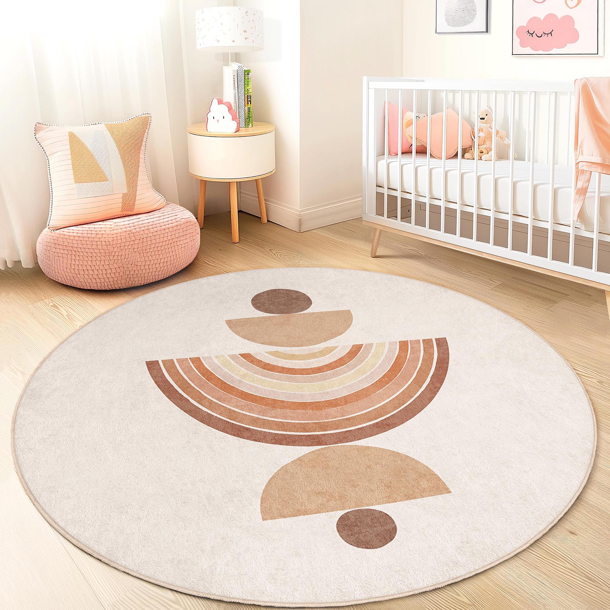 Geometric pattern children's rug multicoloured Ø120cm 1