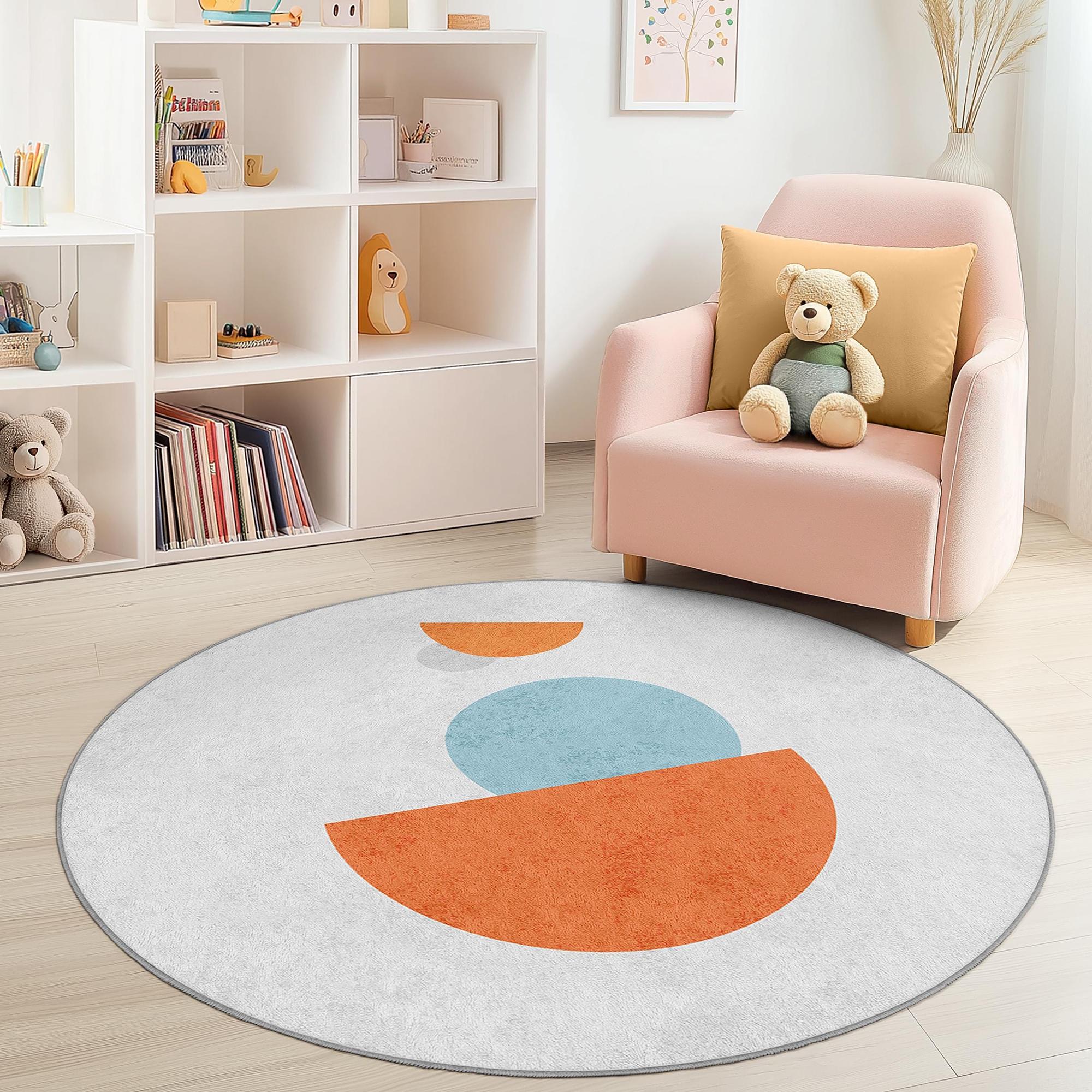 Geometrisches Muster Kinderteppich Mehrfarbig Ø120cm 1