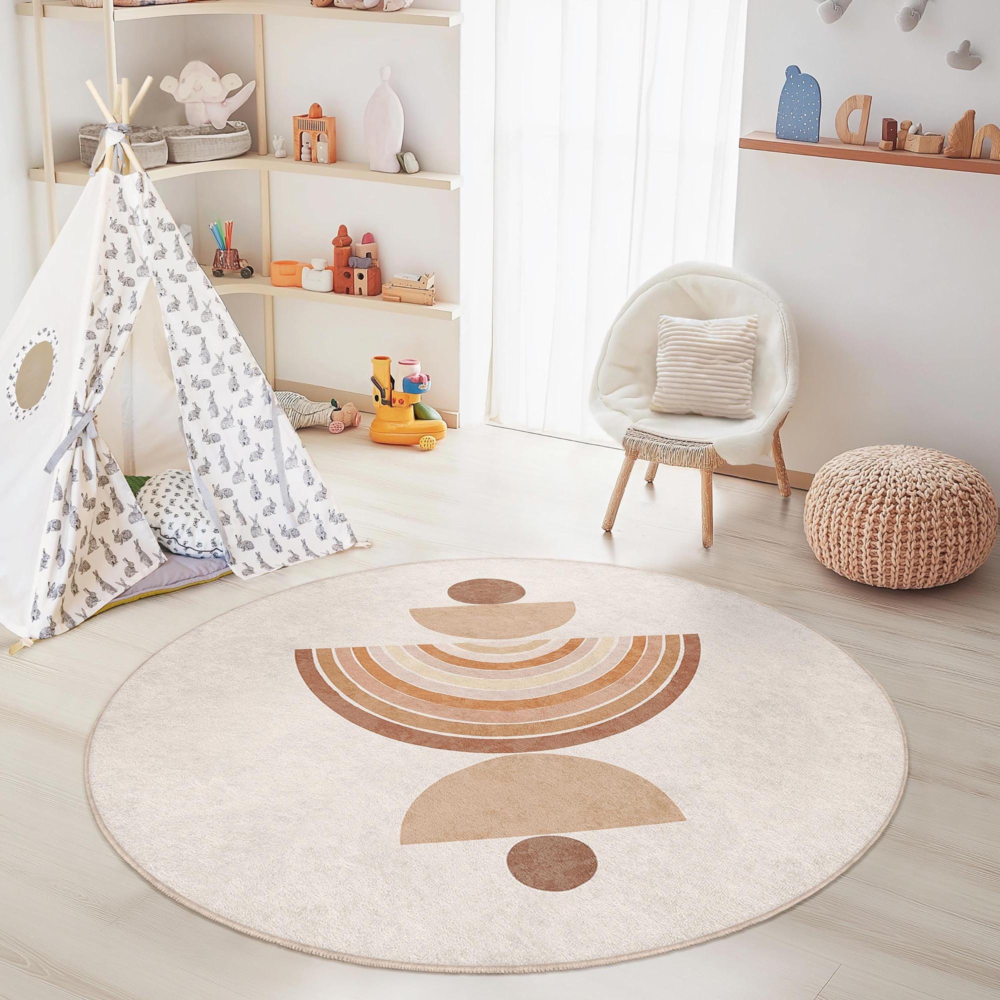 Geometric pattern children's rug Multicolored Ø180cm 2
