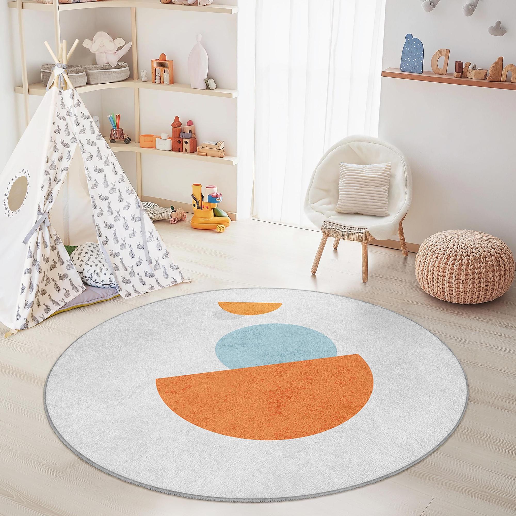 Geometrisches Muster Kinderteppich Mehrfarbig Ø150cm 2