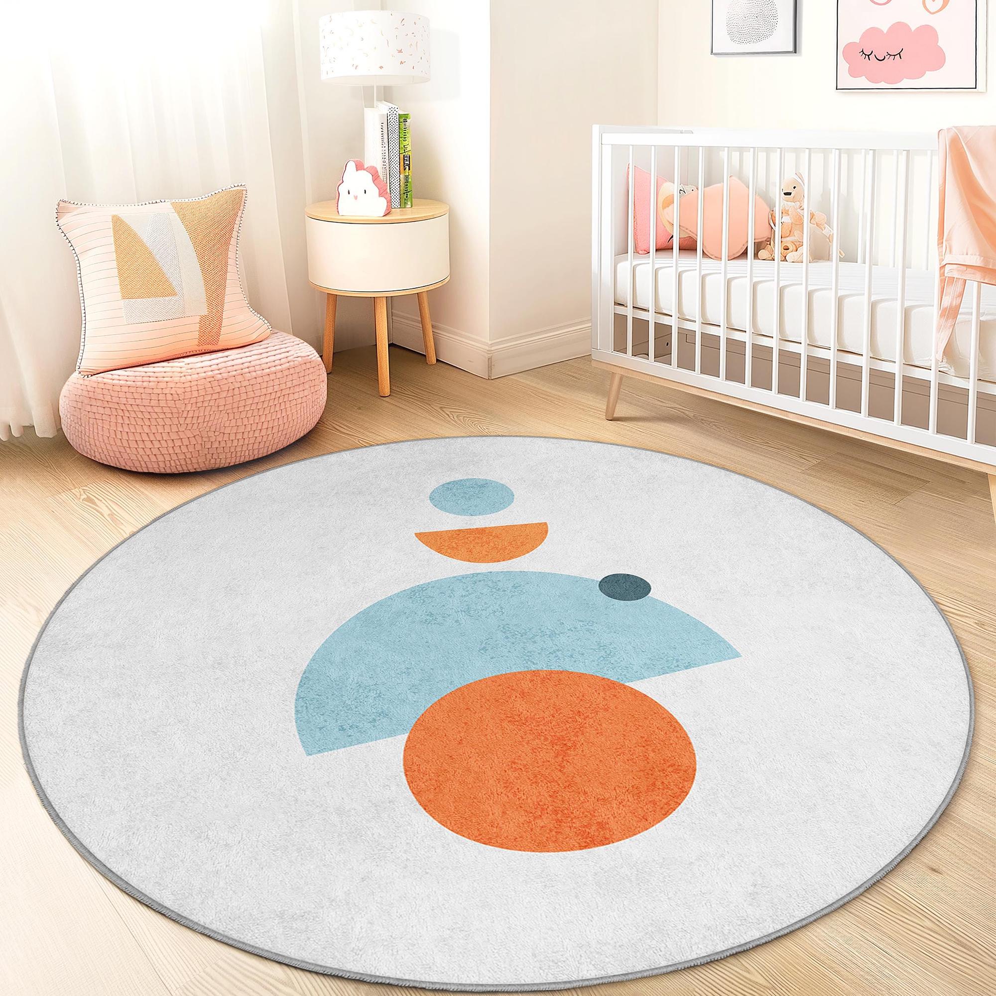 Geometric pattern children's rug multicolor Ø120cm 1