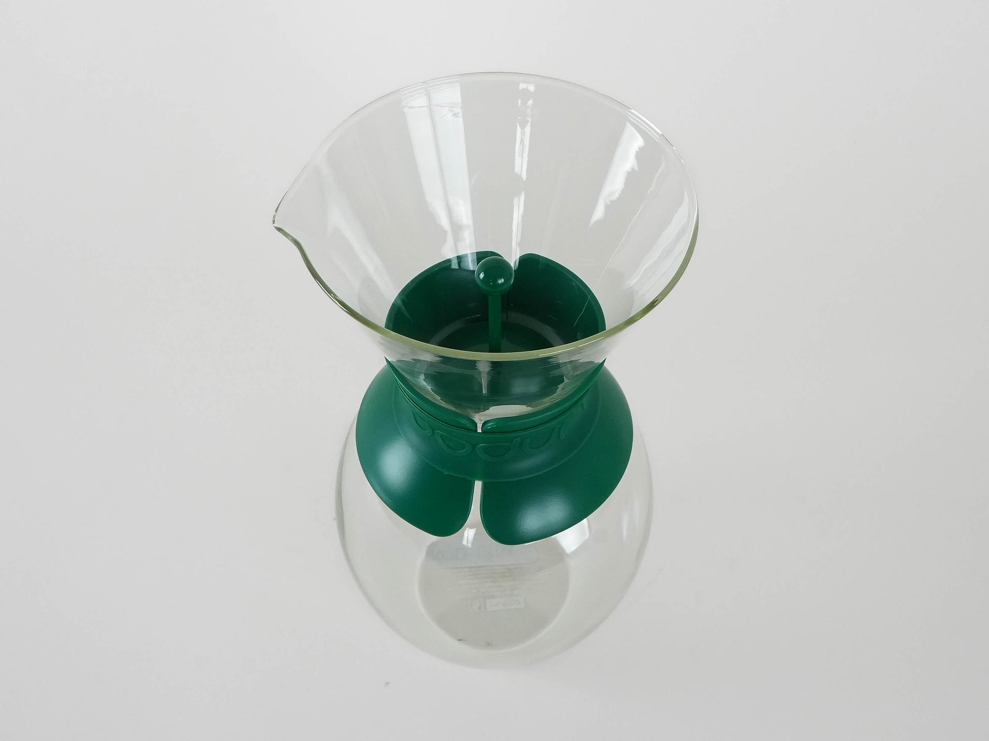 Caffettiera in vetro trasparente verde anni '80 5