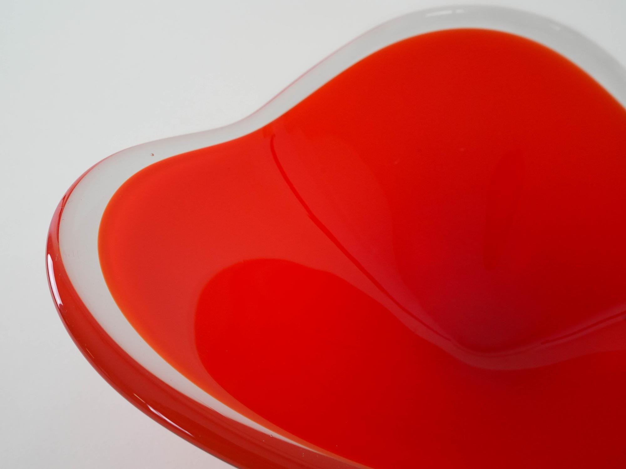 Platte Muranoglas Rot 1960er Jahre 5