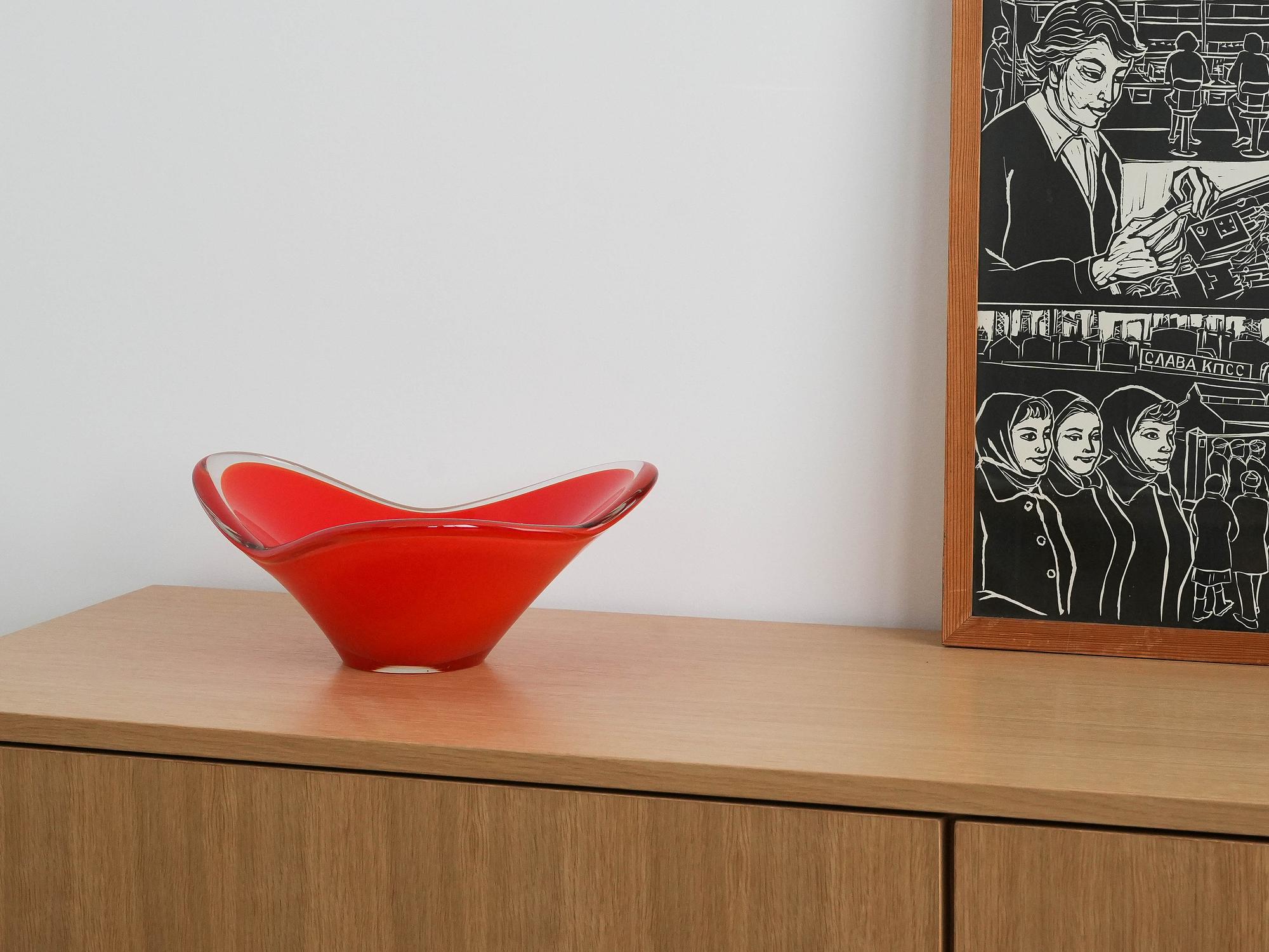 Platte Muranoglas Rot 1960er Jahre 6