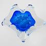 Blumenplatte Murano-Glas Blau Transparent 1960er Jahre 6