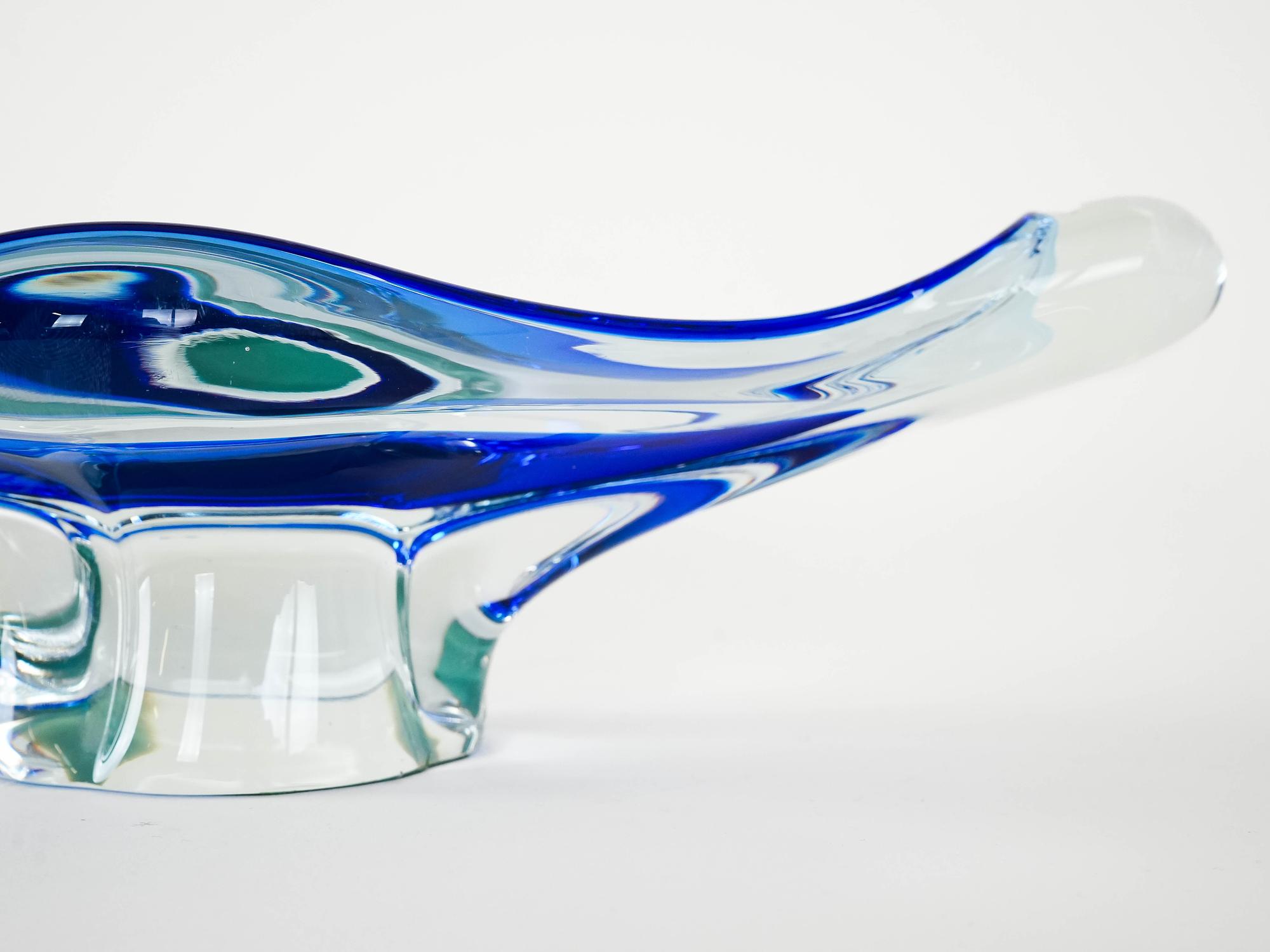 Bohemian Plate Blue Transparent 1970s 7