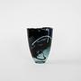 Glass vase Blue 1980s 2