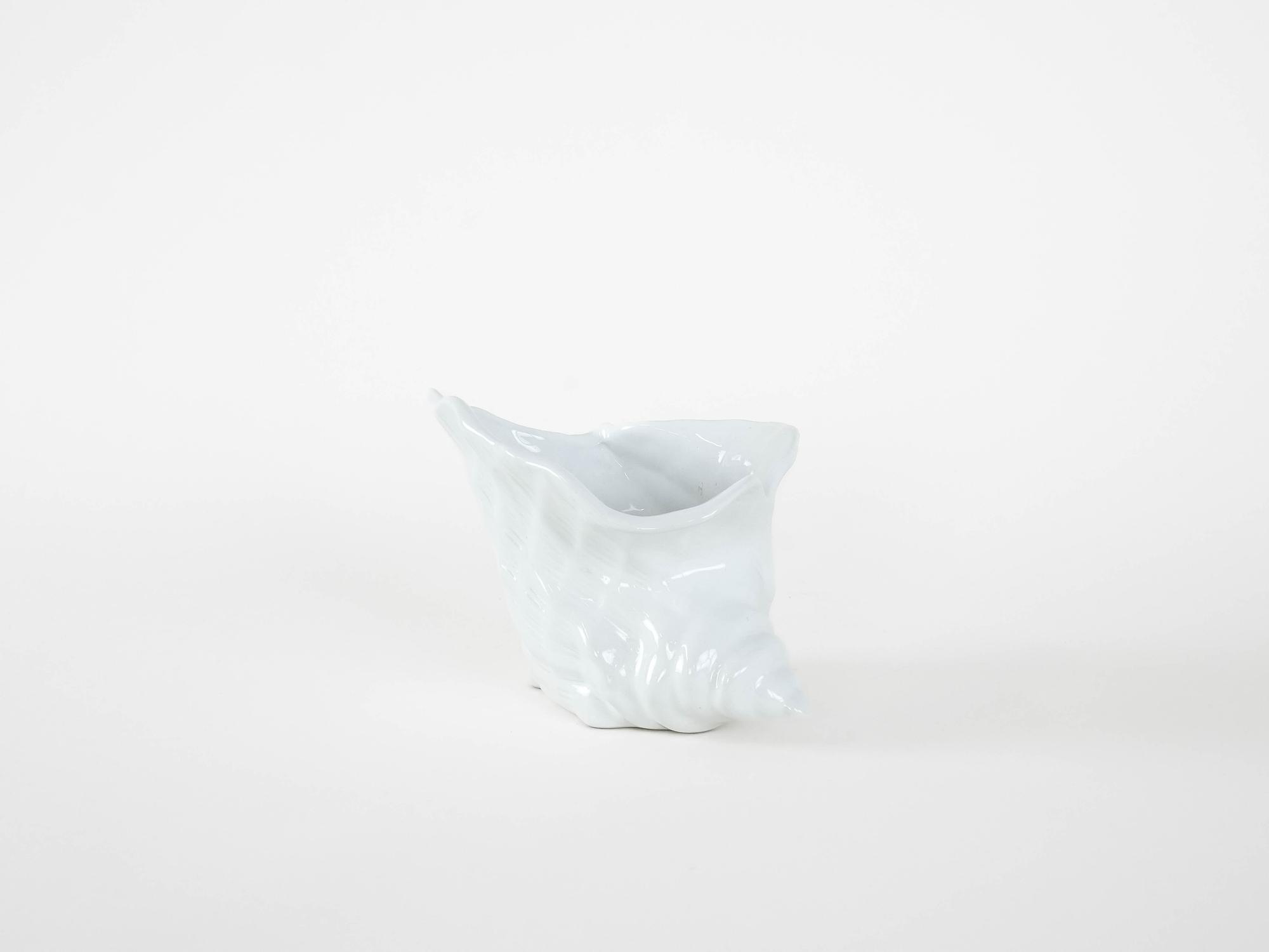 Coprivaso in ceramica bianco anni '70 3