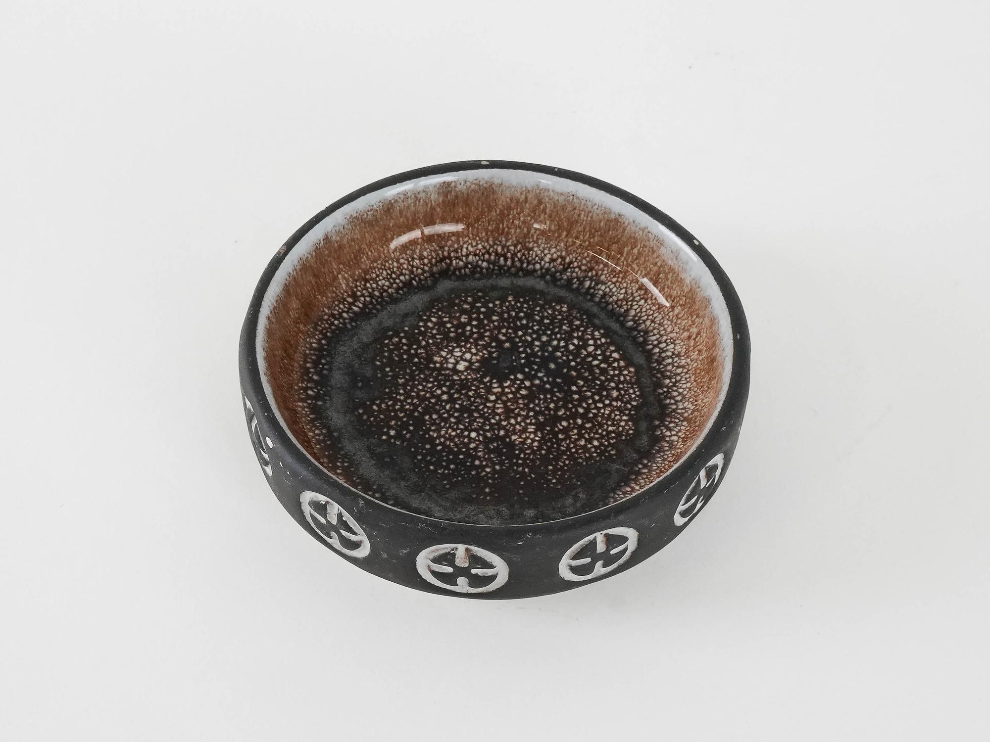 Ceramic bowl Brown White 1960s 2
