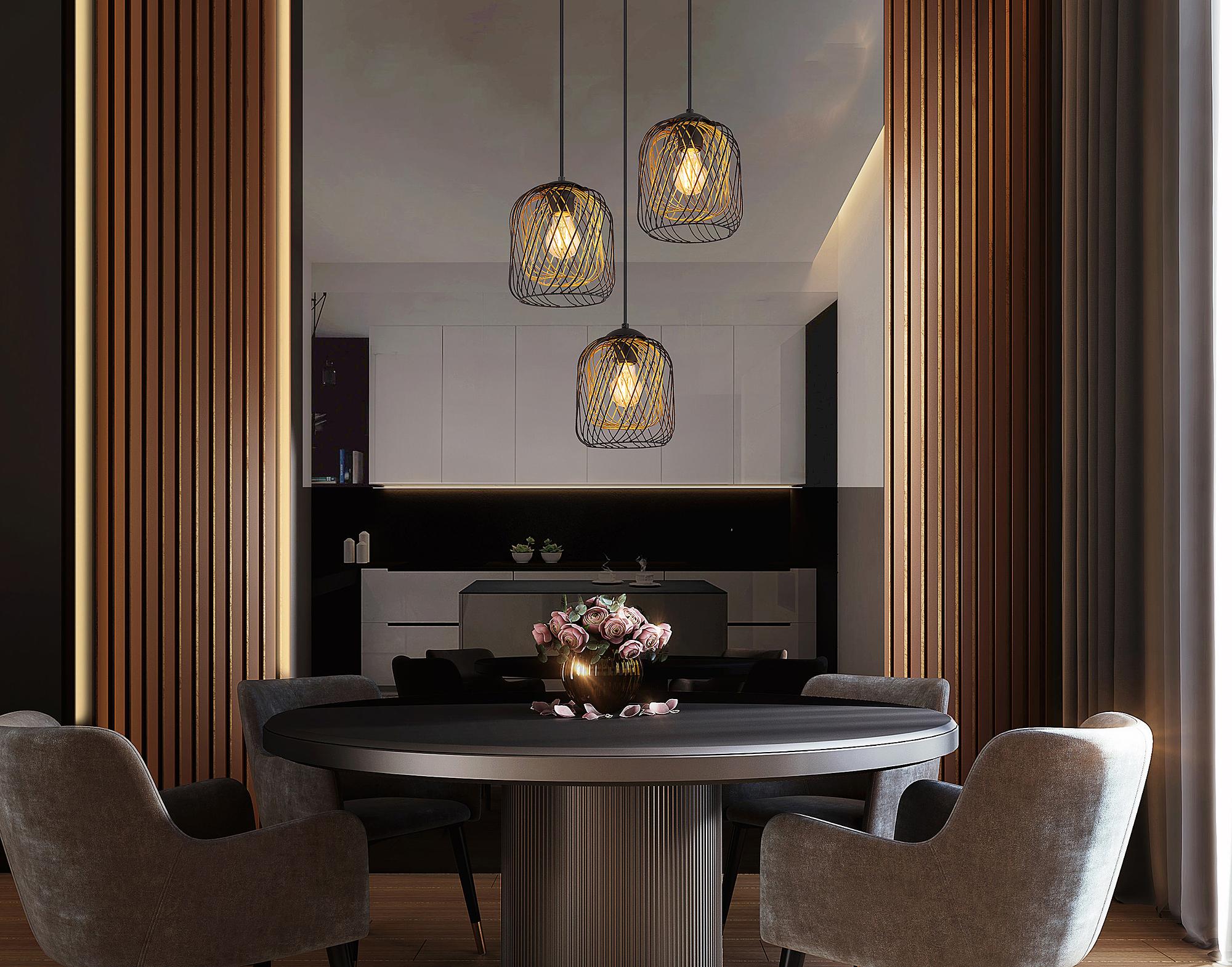 3-Light Dichti Type B Pendant Light Iron Black 2