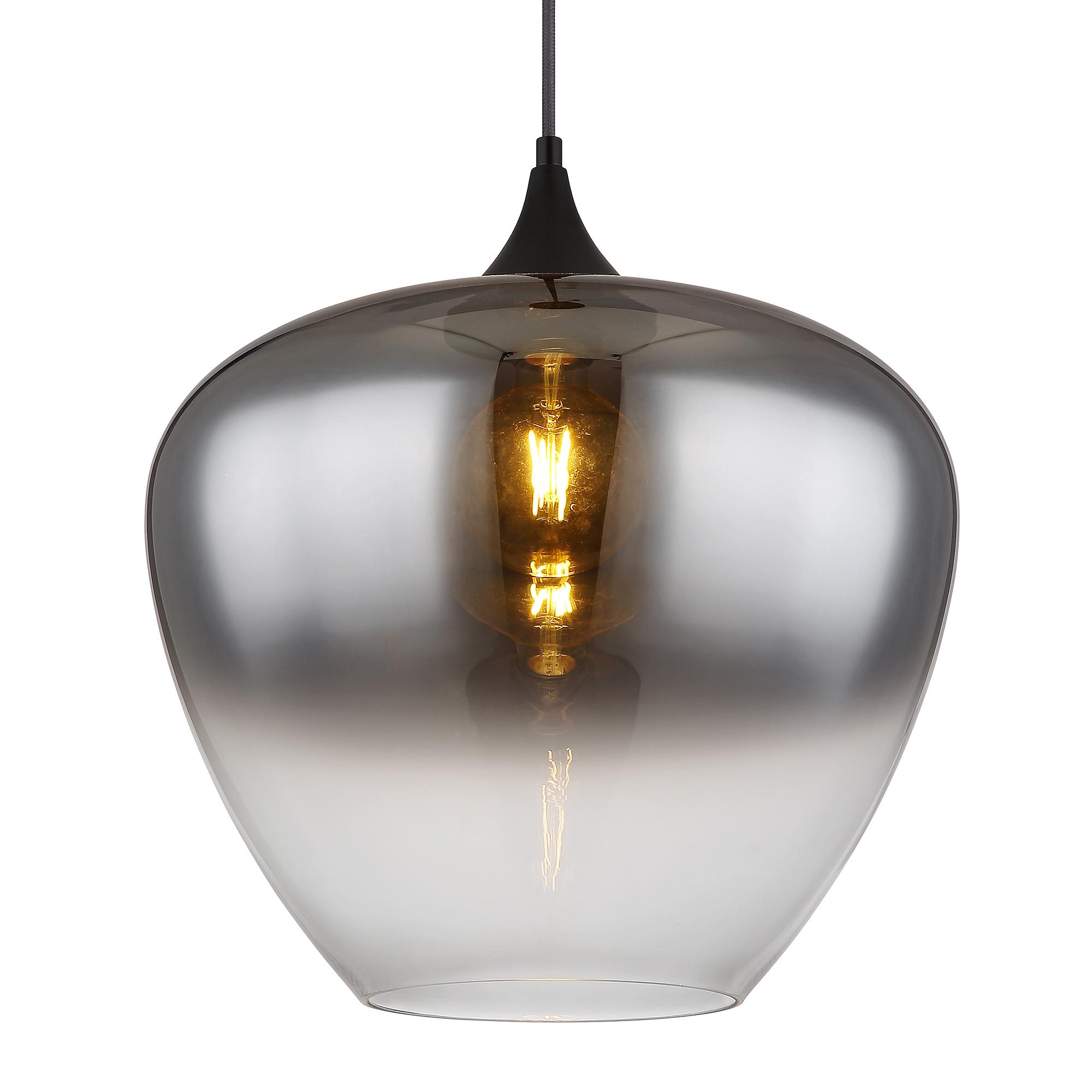 1-Light Maxy Type Pendant Light Smoked Glass Iron 1