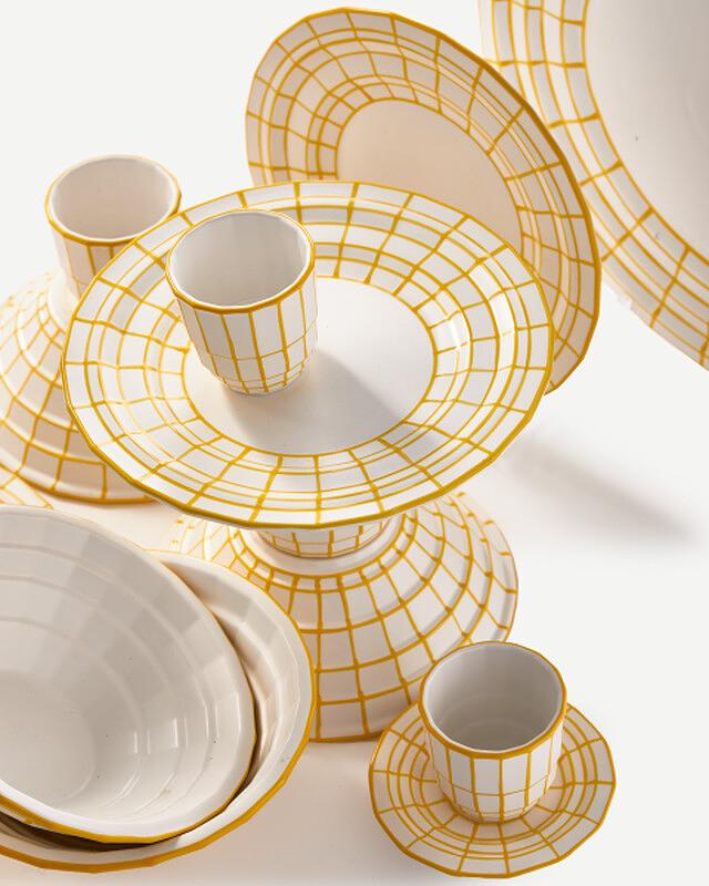 2x Digi Plate Porcelain White Yellow 2