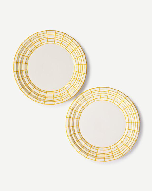2x Digi Plate Porcelain White Yellow 3