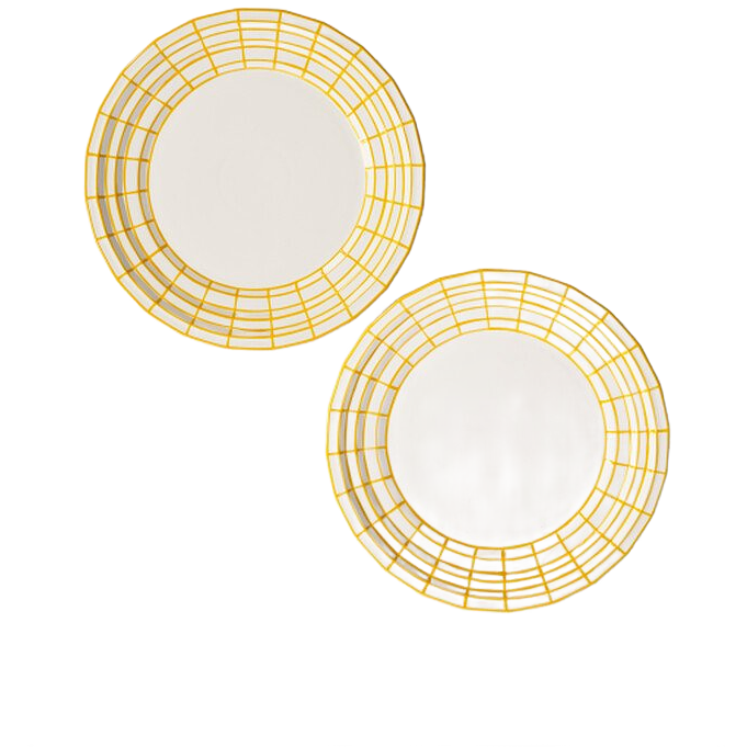 2x Digi Plate Porcelain White Yellow 0