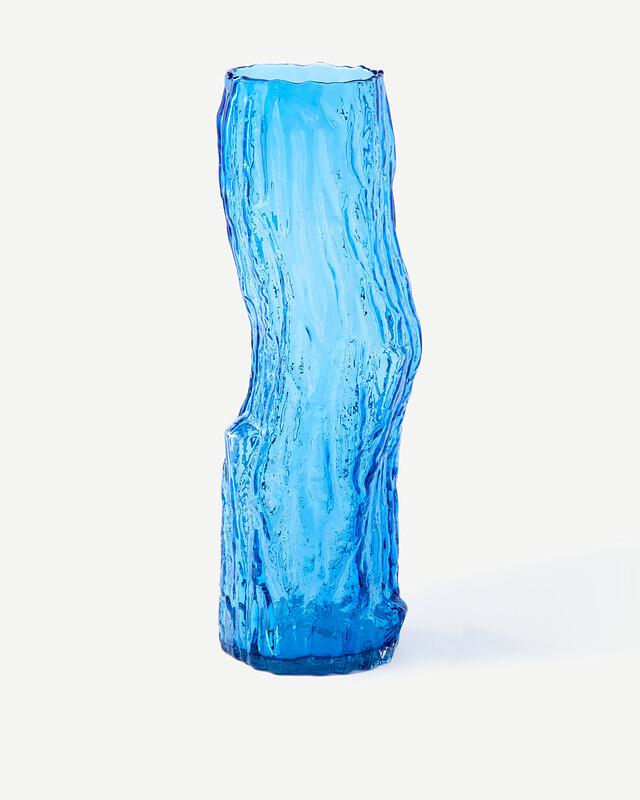 Log vase glass blue 1