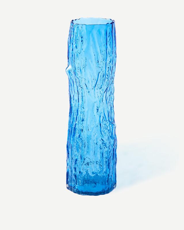 Log vase glass blue 2