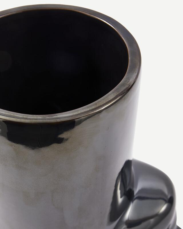 Long Neck Upside Down Vase Ceramic Black 4