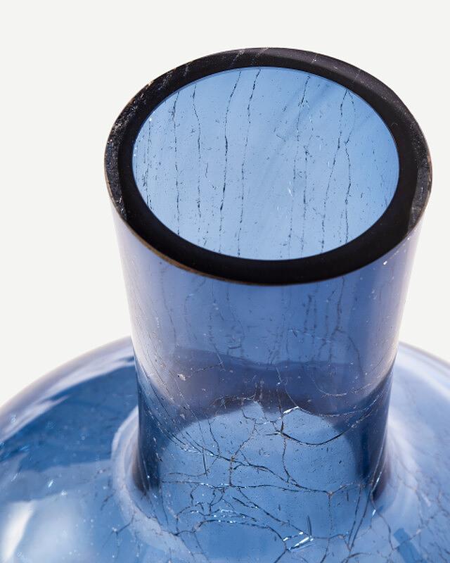 Cracked ball vase Glass Blue 1