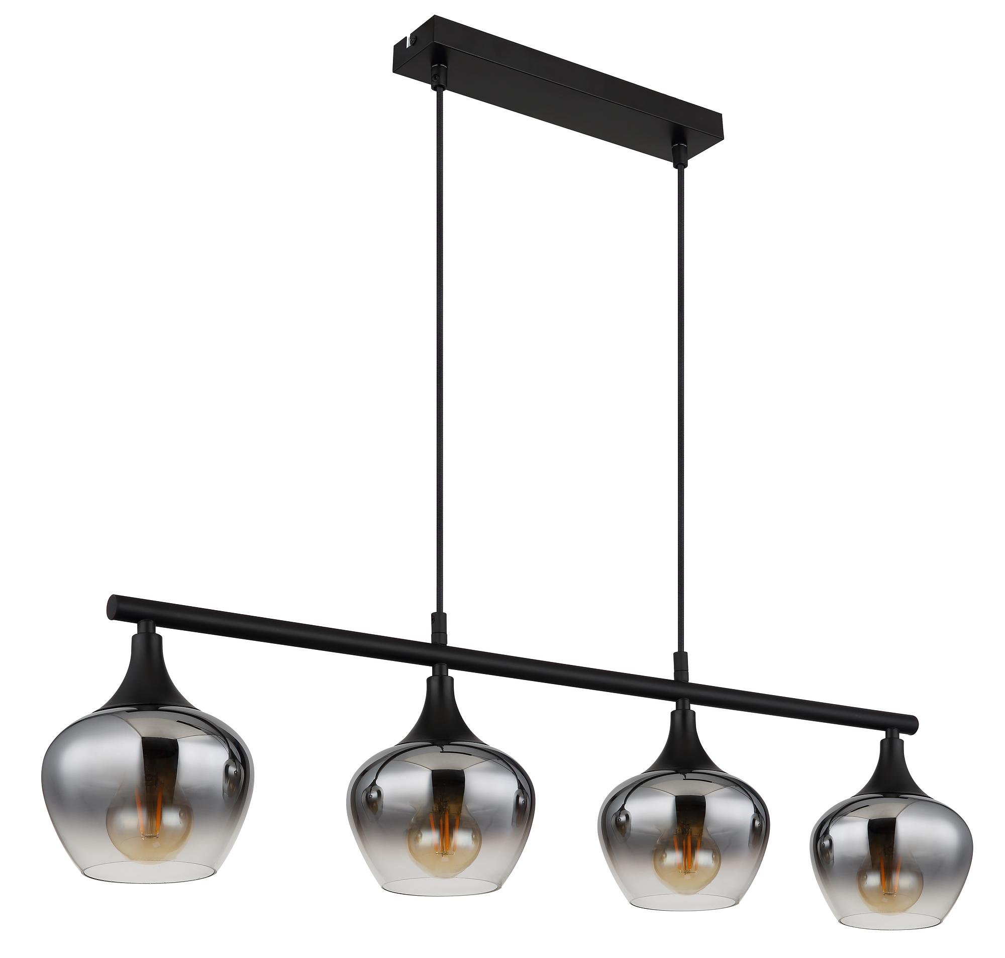 Maxy Typ E Pendelleuchte 4-flammig Rauchglas Eisen Schwarz  3