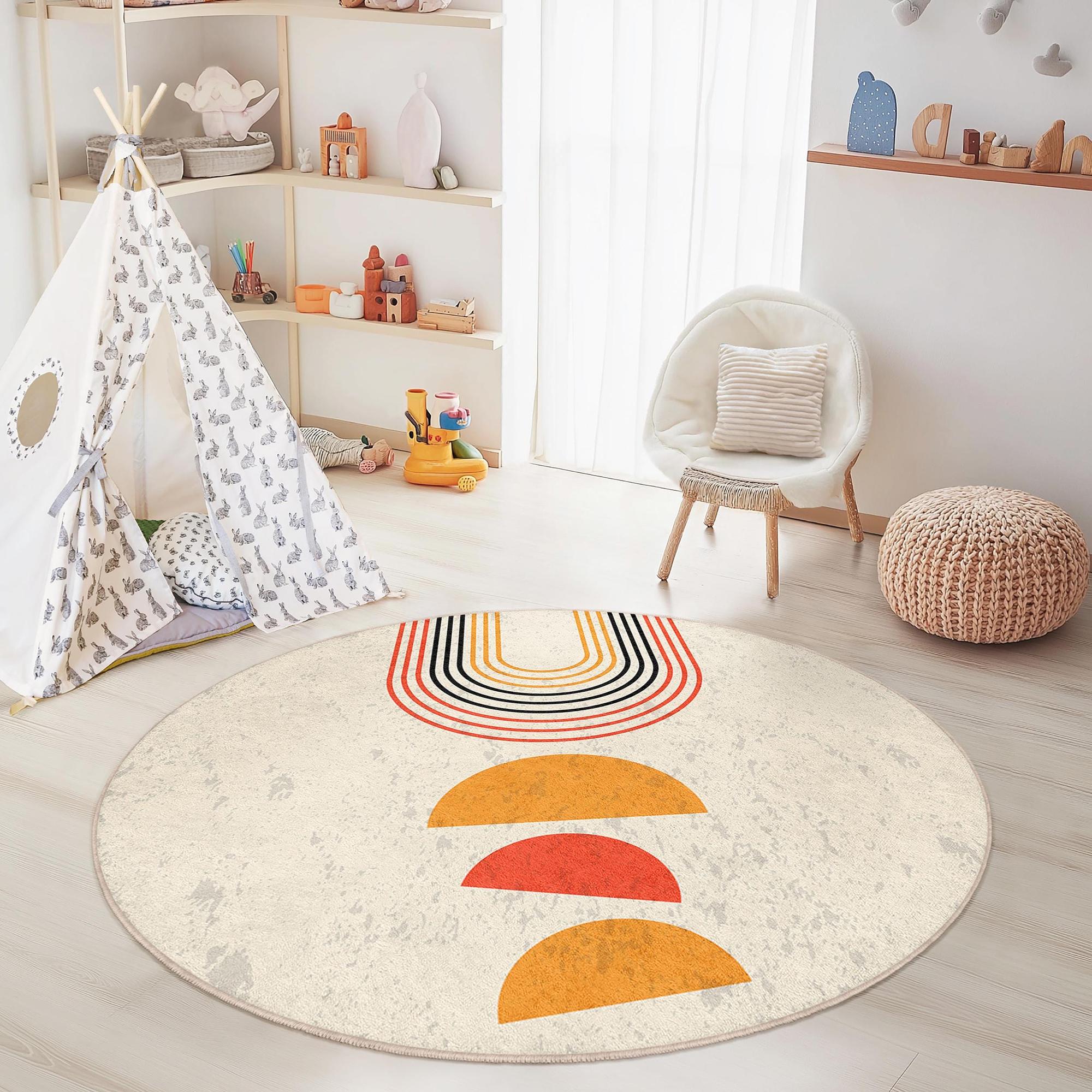 Circular pattern Children's rug Multicolored Ø150cm 0
