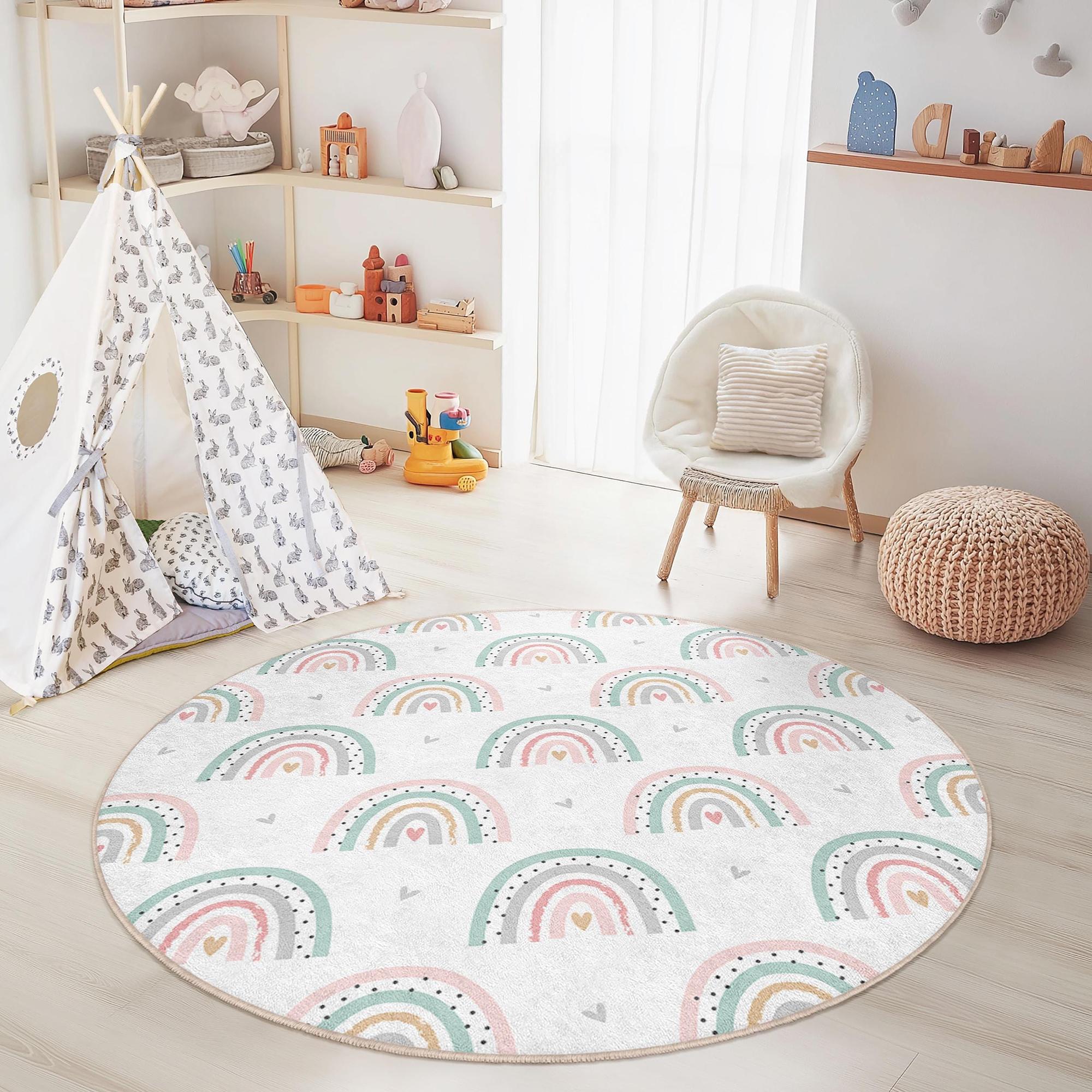 Regenbogen Kinderspielteppich Mehrfarbig Ø150cm 2