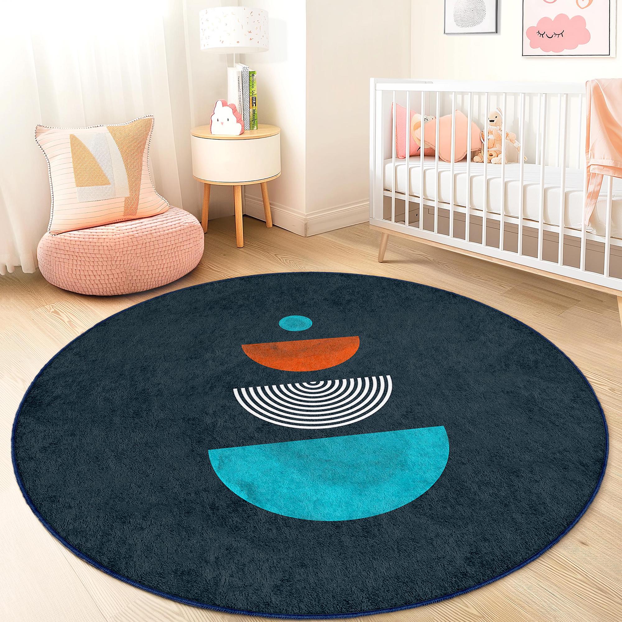 Geometric pattern children's rug multicolor Ø150cm 0