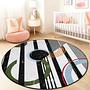 Abstract Circle Design Kids Rug Multicolored Ø180cm 1