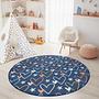 Heart and star pattern children's rug Multicoloured Ø120cm 2