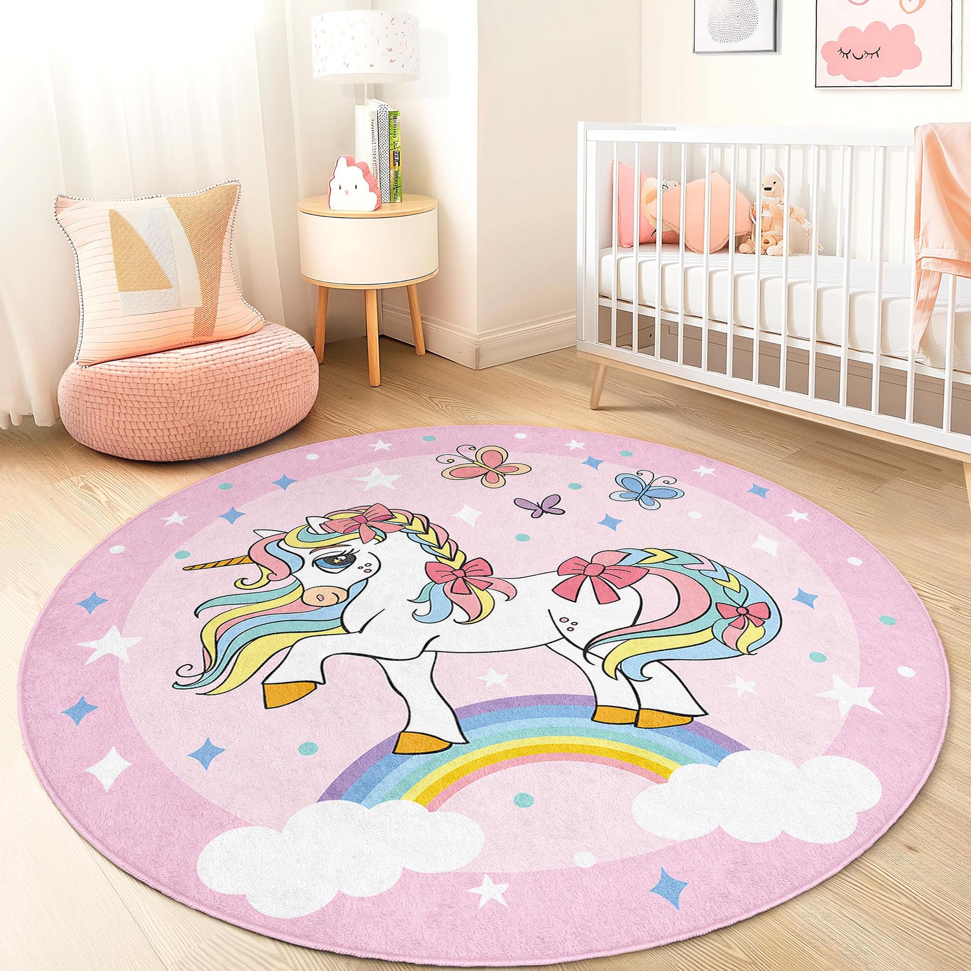 Unicorn children's rug Multicolored Ø180cm 0