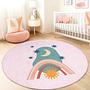 Regenbogen und Mond Kinderteppich Mehrfarbig Ø120cm 1