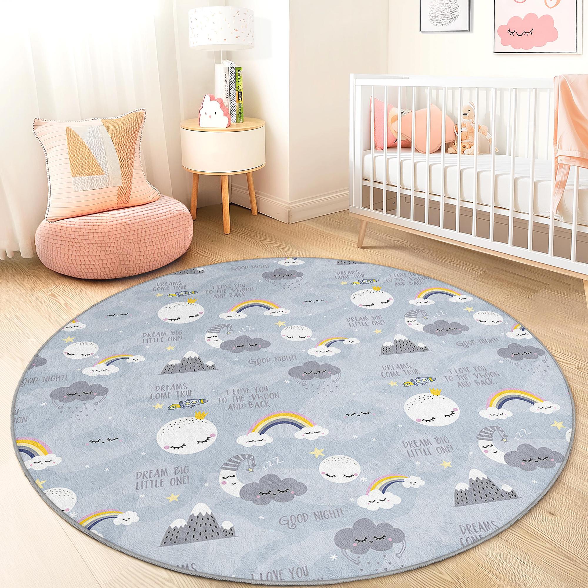 Wolken Kinderteppich Mehrfarbig Ø150cm 1