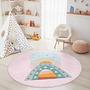 Rainbow-Heart-Circle Children's Rug Multicolor Ø150cm 2