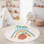 Regenbogen und Blatt Kinderteppich Mehrfarbig Ø120cm 0
