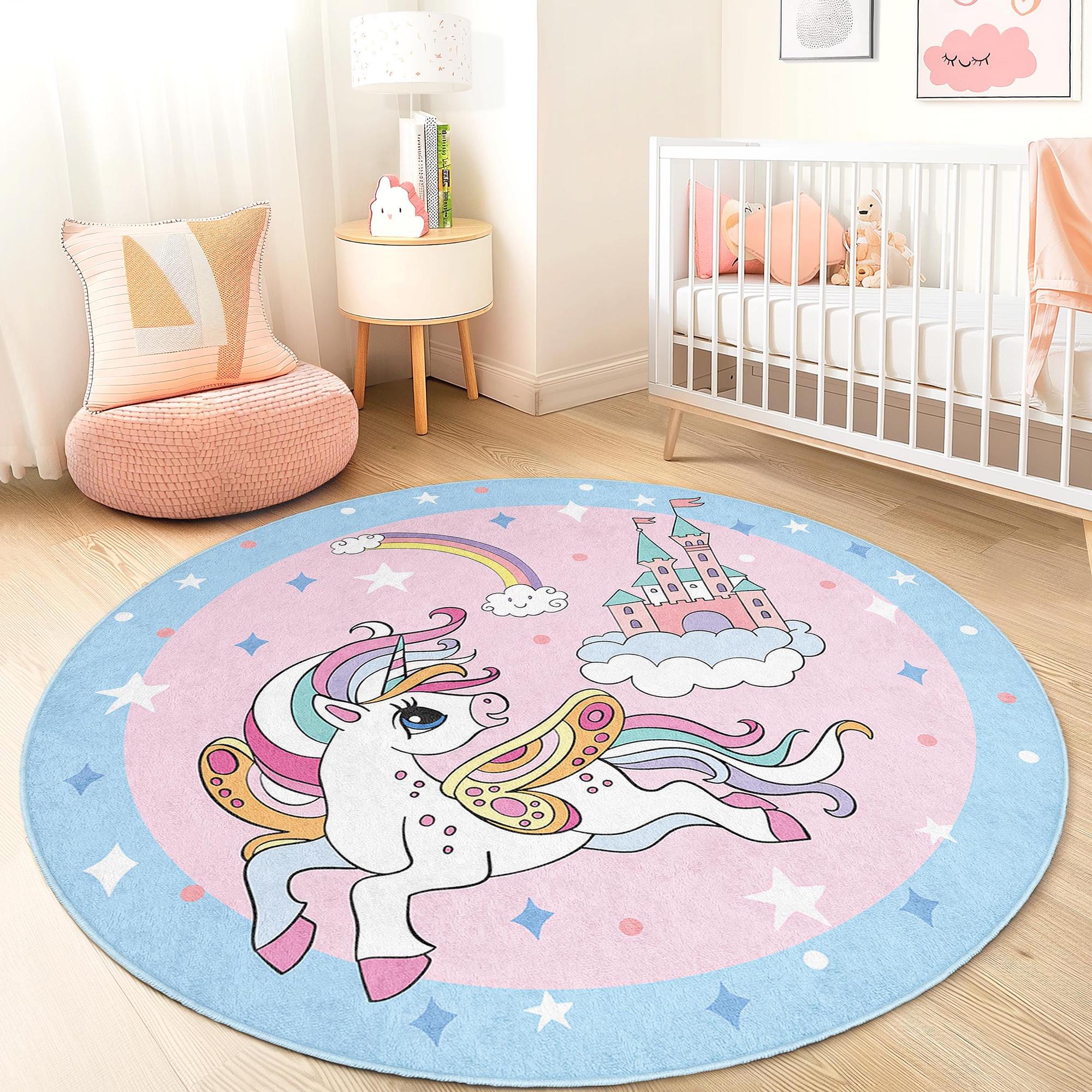 Unicorn children's rug Multicoloured Ø150cm 1