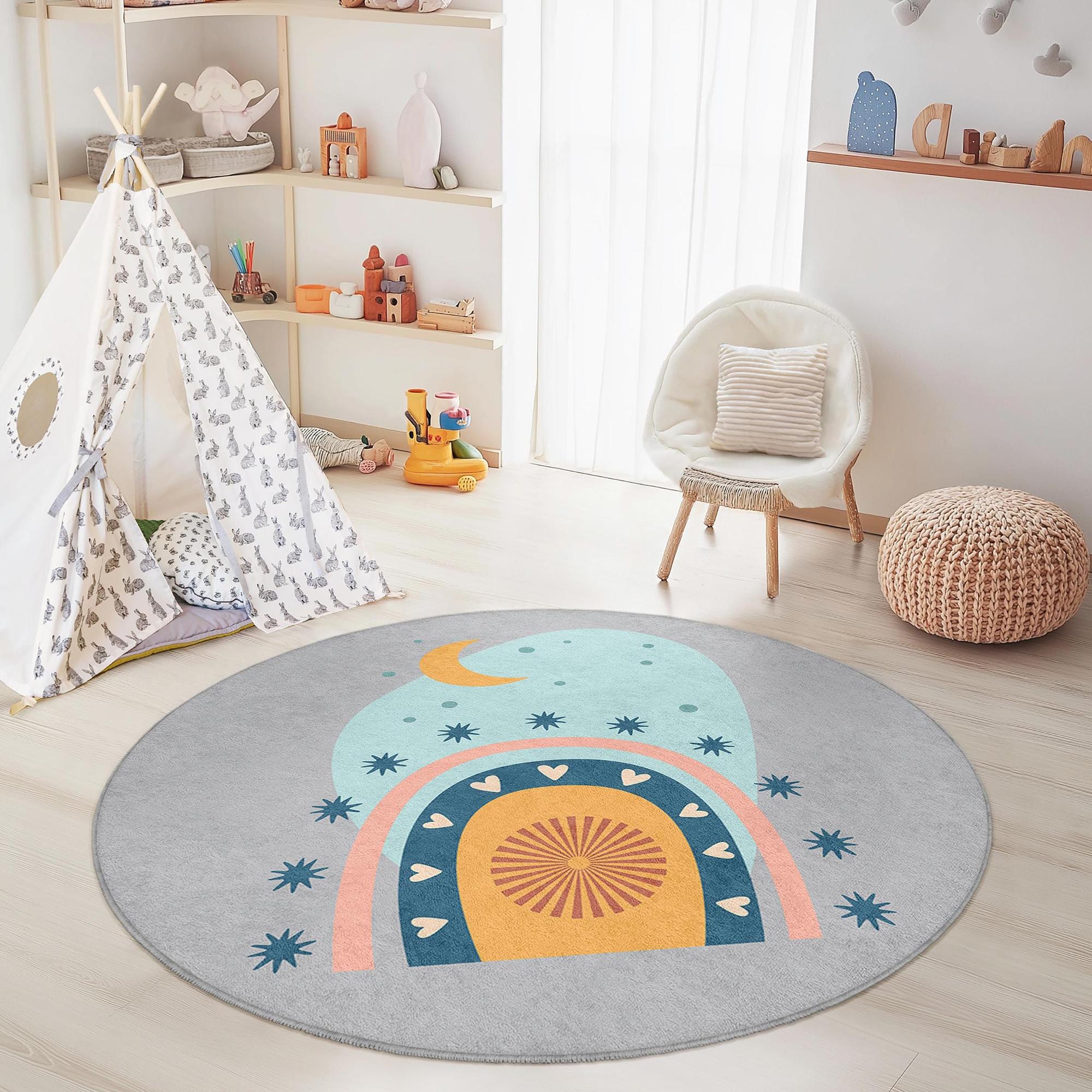 Rainbow Children's Rug Multicoloured Ø180cm 2