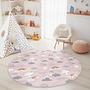 Cloud and rainbow children's rug Multicolored Ø120cm 2
