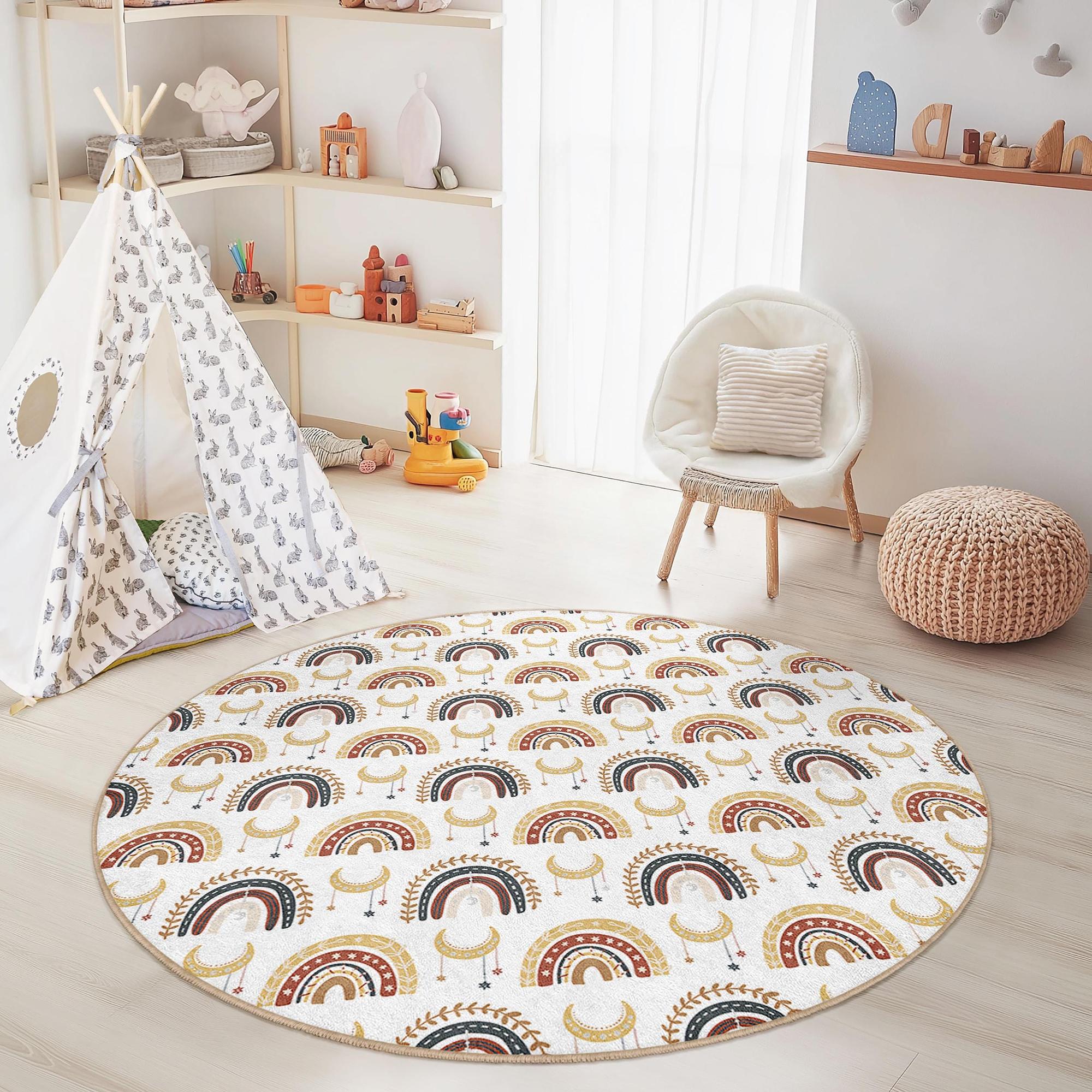 Regenbogen Kinderteppich Mehrfarbig Ø120cm 2