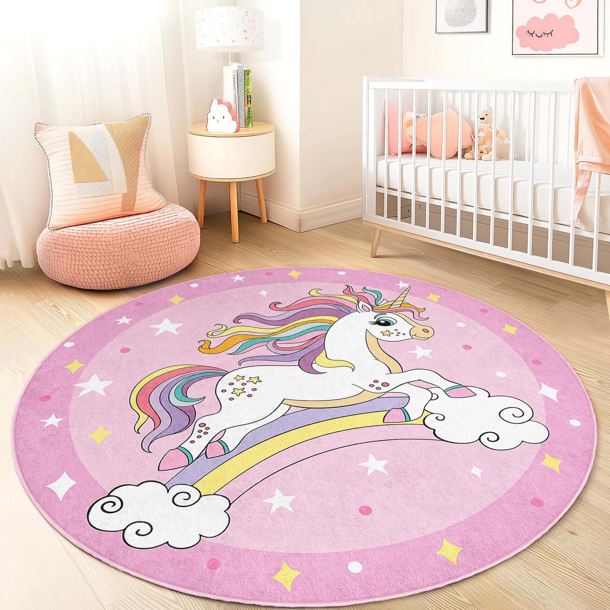Unicorn children's rug Multicolored Ø180cm 1