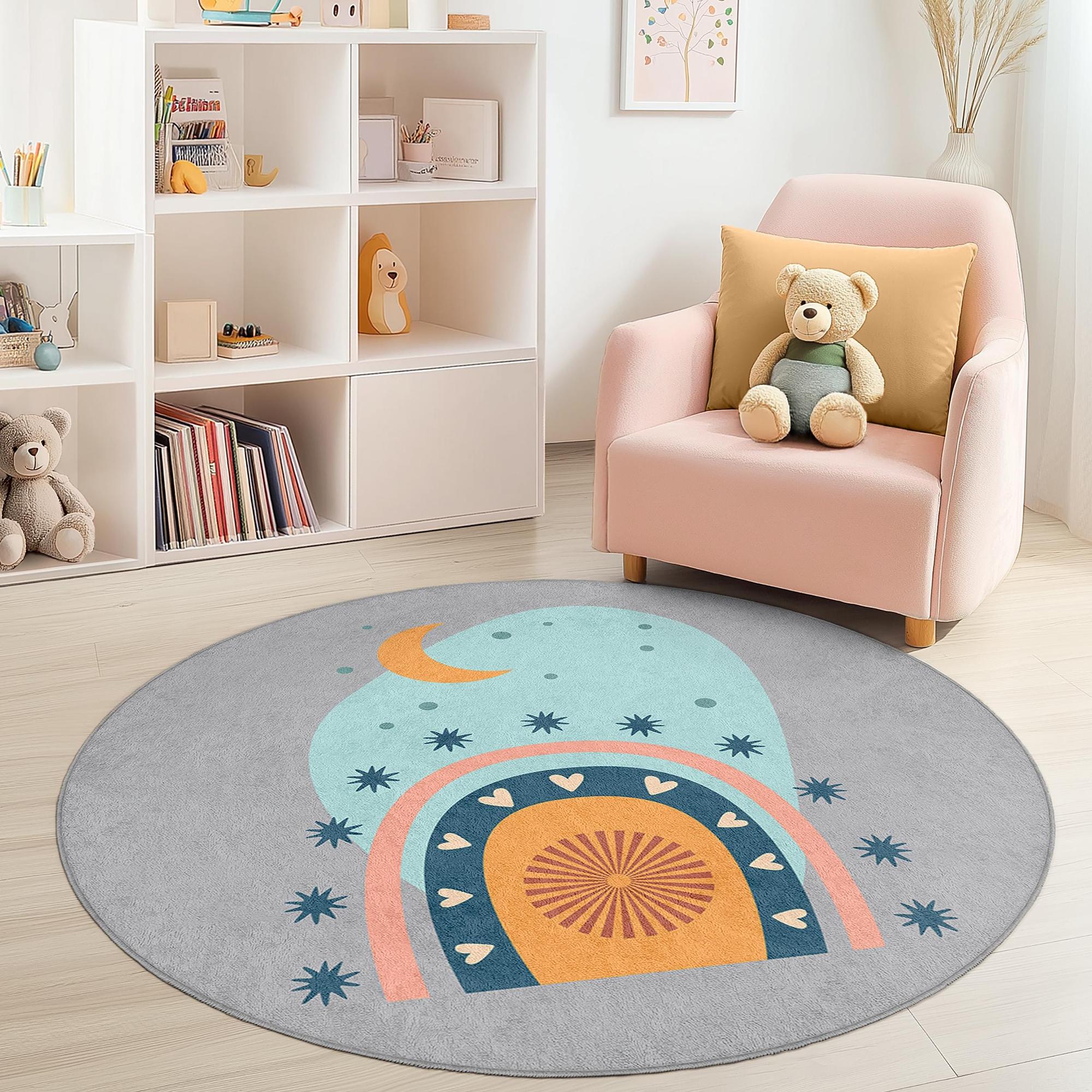 Regenbogen-Kinderteppich Mehrfarbig Ø120cm 1