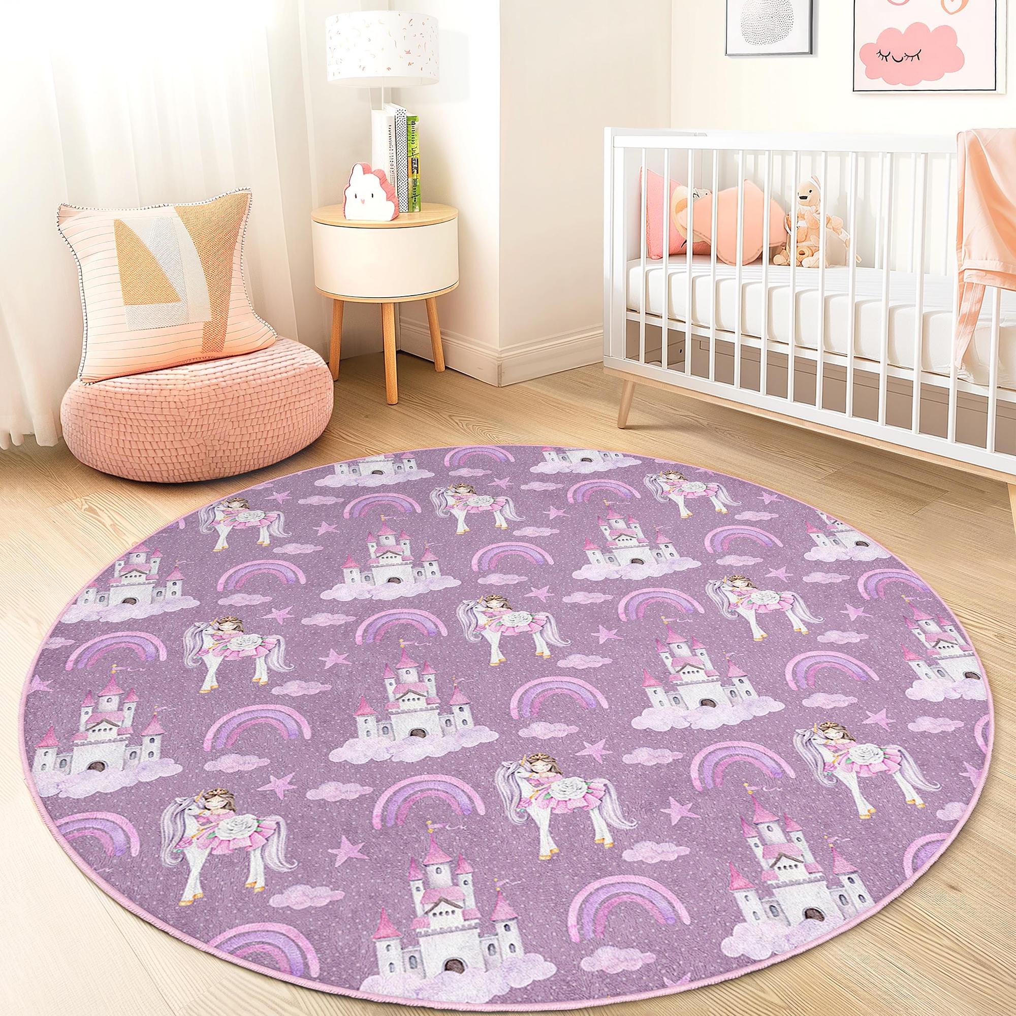 Unicorn children's rug Multicolored Ø120cm 1