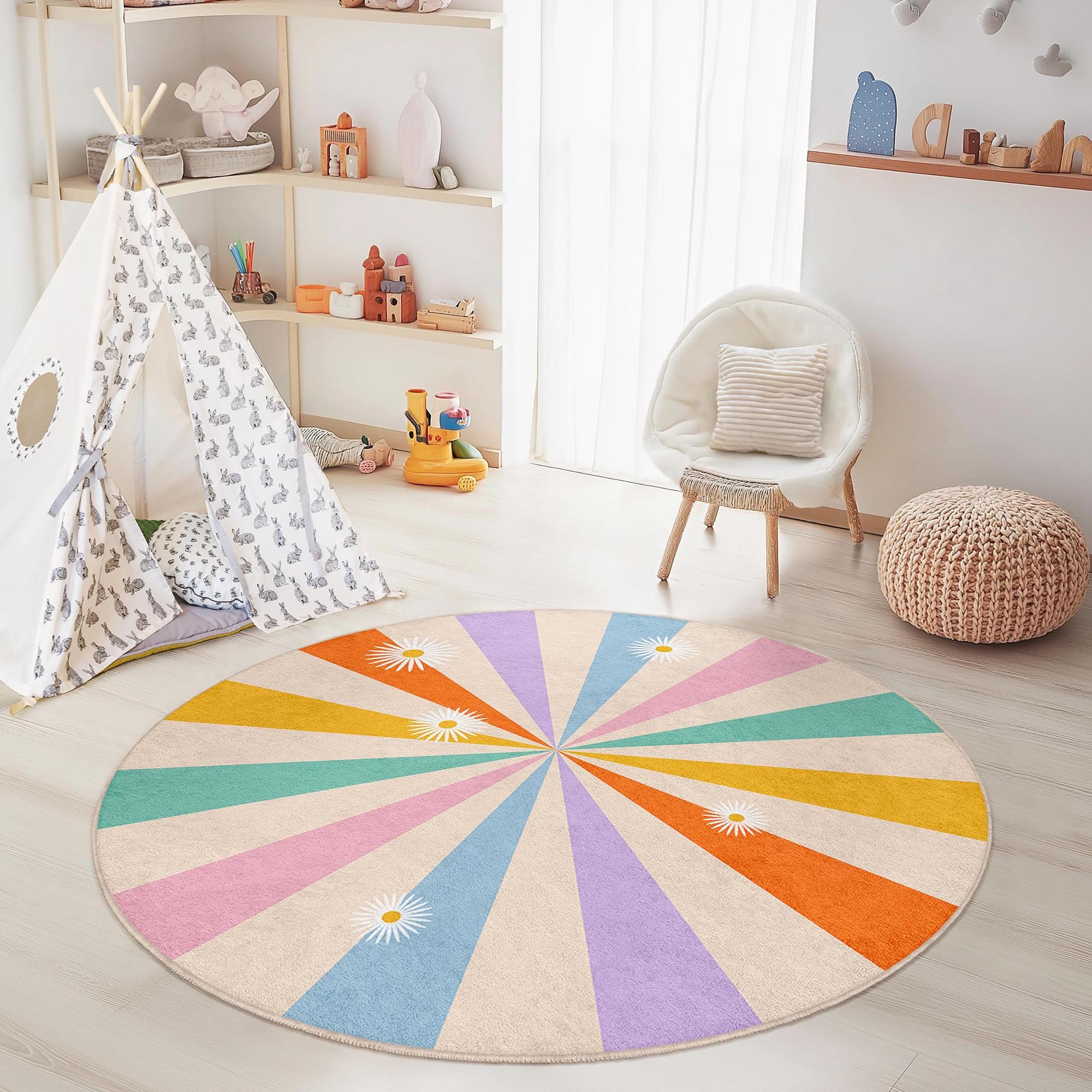 Colorful sunbeam children's rug Multicolored ⌀150cm 3