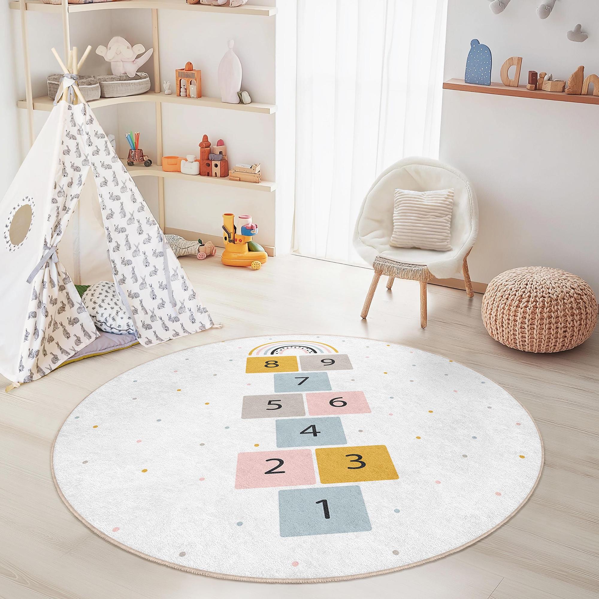 Hopscotch Regenbogen Kinderteppich Mehrfarbig ⌀150cm 2